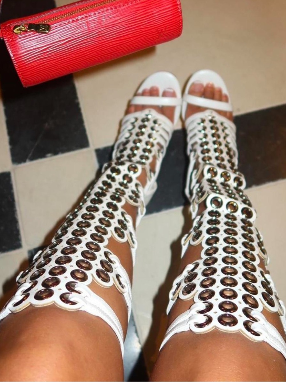 White Gladiator Knee-High Sandals